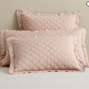 Pottery Barn Belgian Flax Linen Diamond Quilted Shams